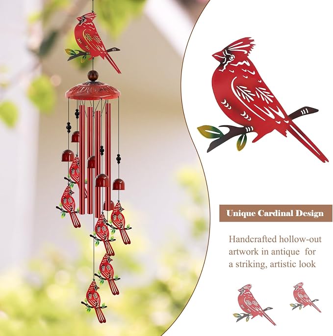 for Women Cardinal Wind Chimes for Outside, Decoration for Outdoor - Image 2