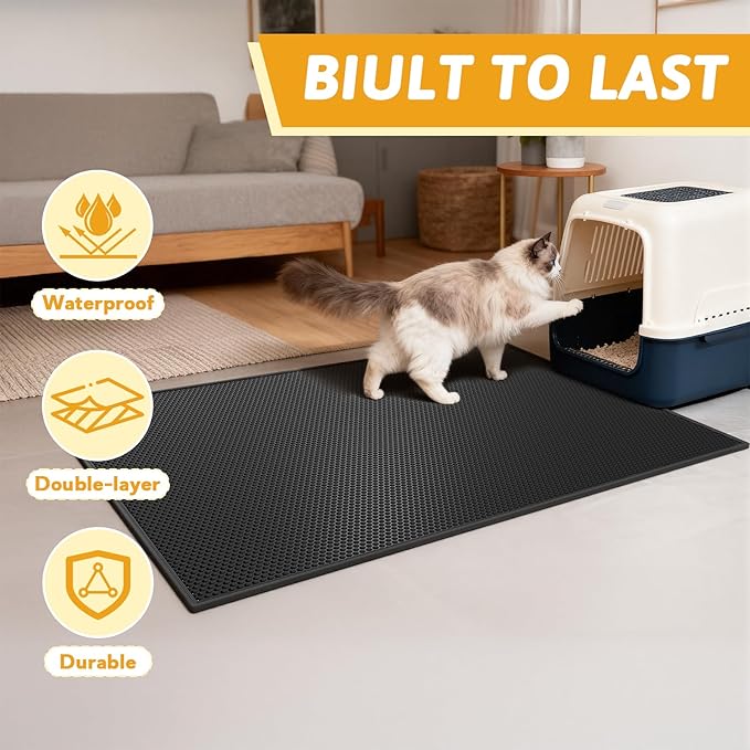 Pieviev Cat Litter Mat Double Layer Waterproof Urine Proof Trapping Mat 1 Pack) - Image 7
