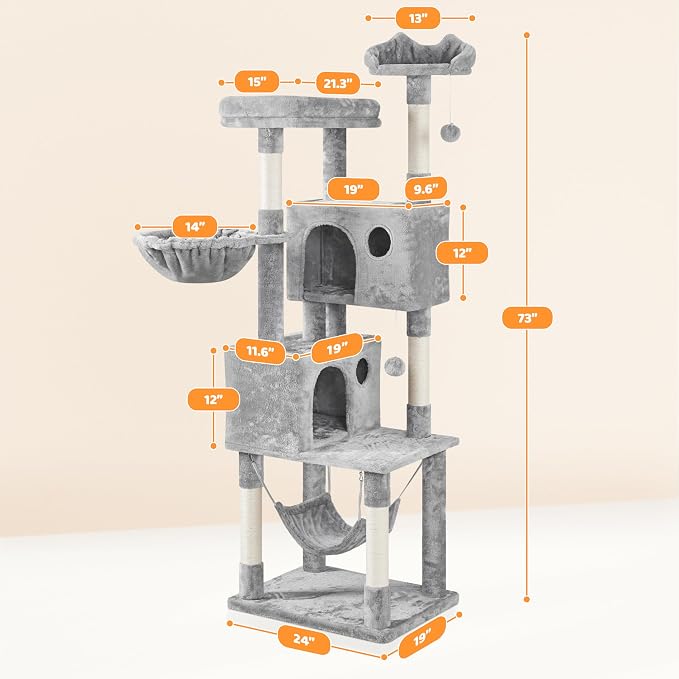 Yaheetech 73in Cat Tree Tower for Indoor Cats - Image 3