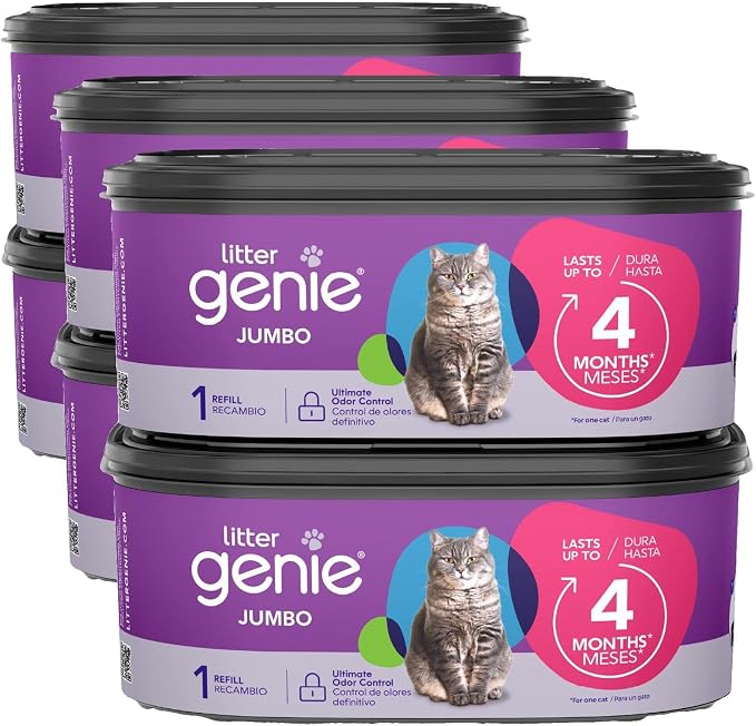 Litter Genie Refill Bags | Jumbo, 56 Total ft | Up to 8 Months of Supply in 2 by LitterGenie