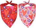 ADOGGYGO Valentines Dog Bandana 2 Pack, Heart and Floral Print Puppy Scarf Bib by ADOGGYGO