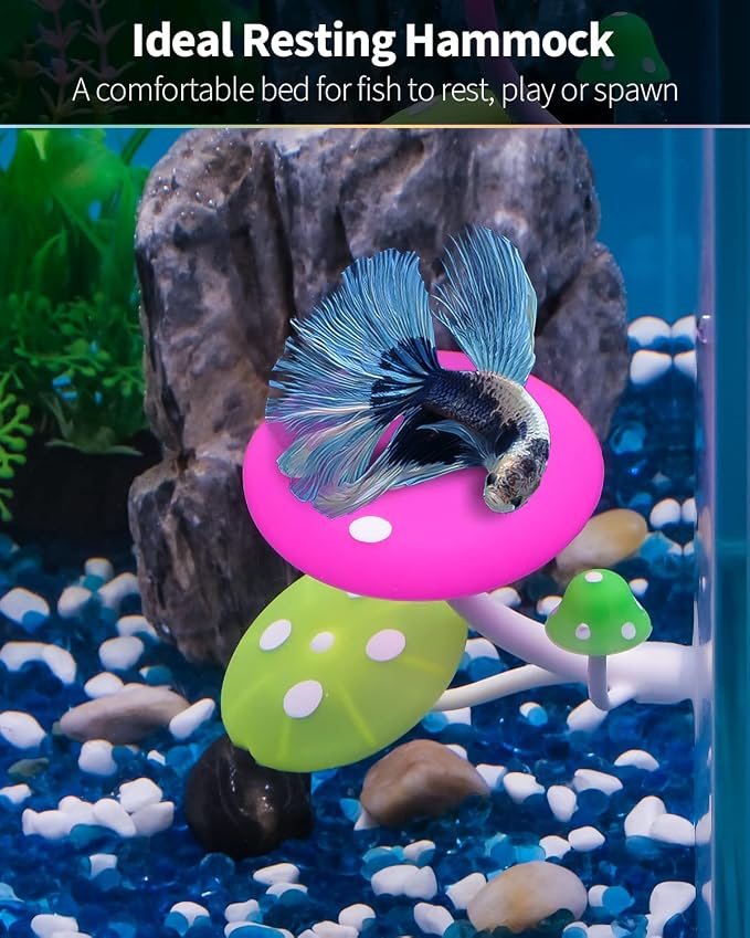 Uniclife Betta Mushroom Hammock Soft Aquarium Rest Bed Fish Breeding Playing Pad - Image 2