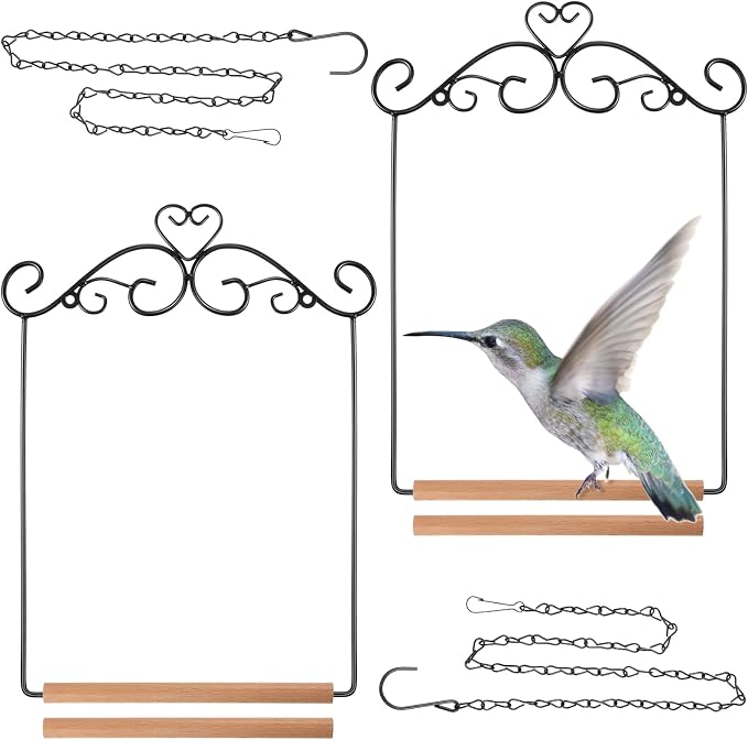 Hotop 2 Pcs Hummingbird Swings and Perches Metal Frame Bird Swing by HOTOP