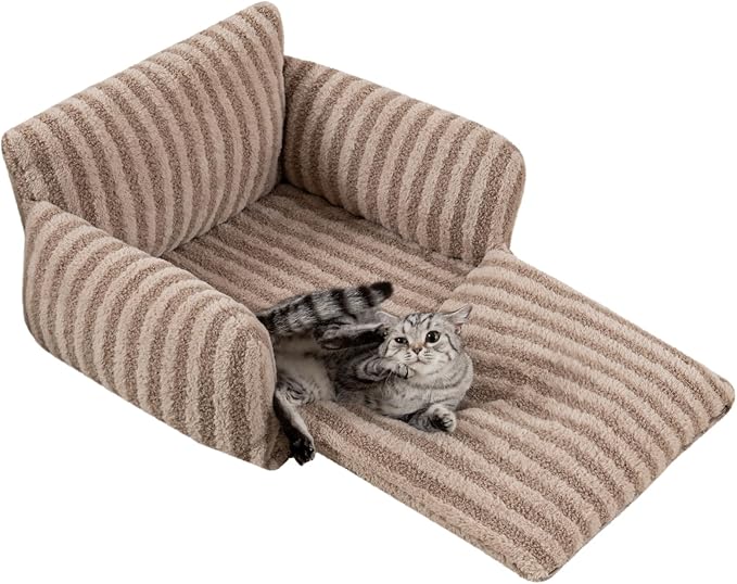 Hollypet Cat Bed Fluffy Plush Mutifuctional Double-Layer Soft Pet Couch - Image 2
