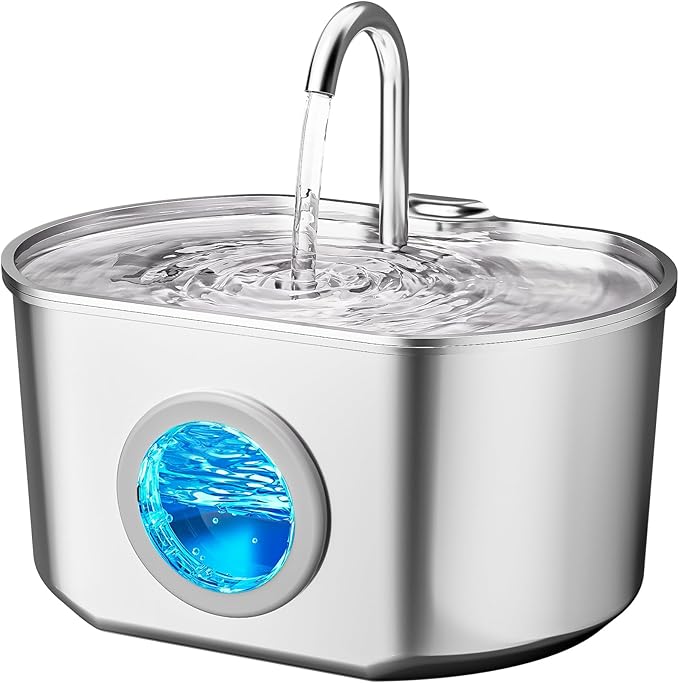Cat Water Fountain Stainless Steel: 74oz/2.2L Cat Fountain by Neareal