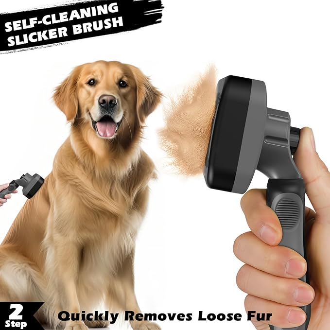 3PCS Self Cleaning Slicker Brush & Pet Grooming Rake & Flea Comb - Image 4