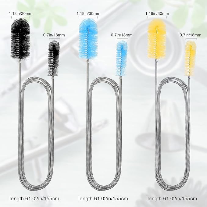 Patelai 3 Pieces Aquarium Filter Hose Brush Stainless Flexible Tube Cleaning - Image 4