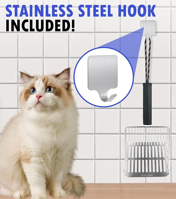Cat Litter Scoop, Solid and Durable Kitty Metal Scooper, Stainless Steel Sifter - Image 6