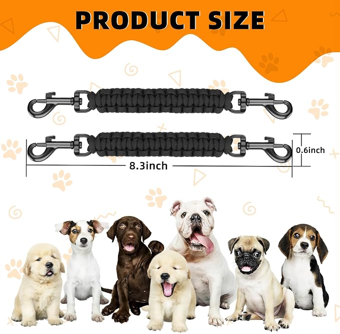 YUEPET 2 Pack Handmade Weaved Dog Collar Safety Clip Heavy Duty Double Ended - Image 4
