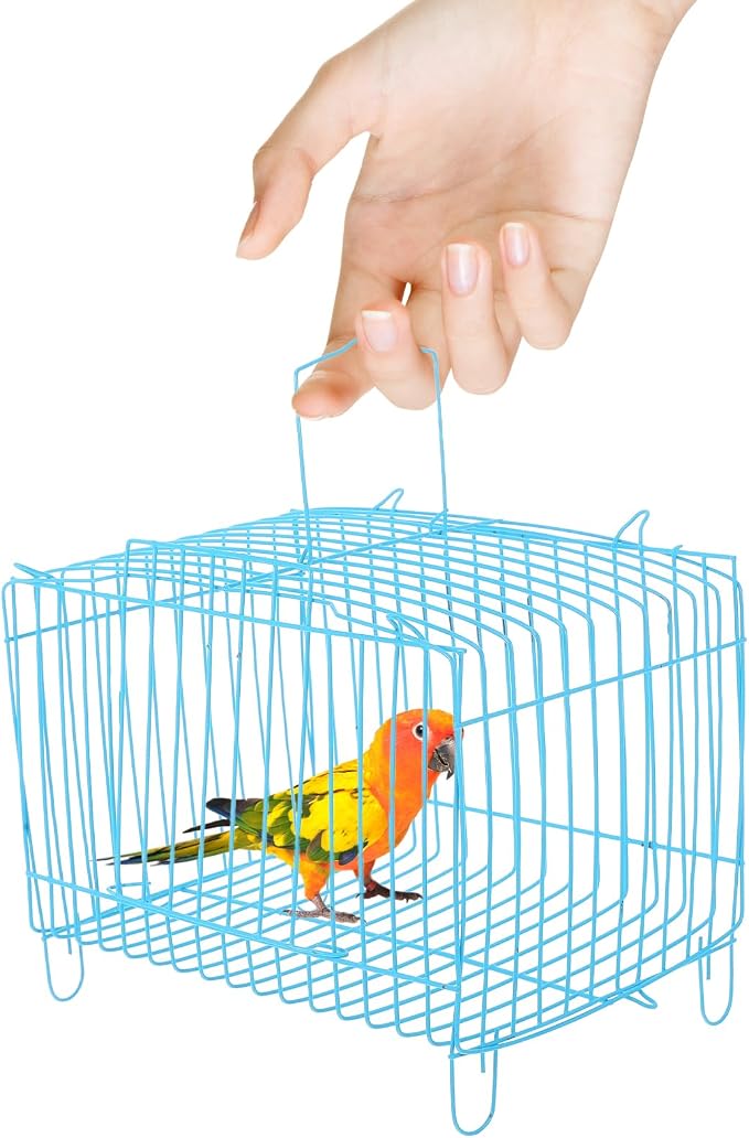 POPETPOP Travel Carrier for Birds, Iron Bird Travel Carrier Cage, Portable - Image 9