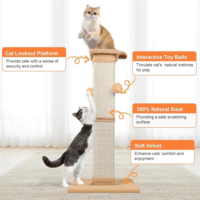Cat Scratching Post 33 Inch Nature Sisal Cat Scratch Post - Image 4