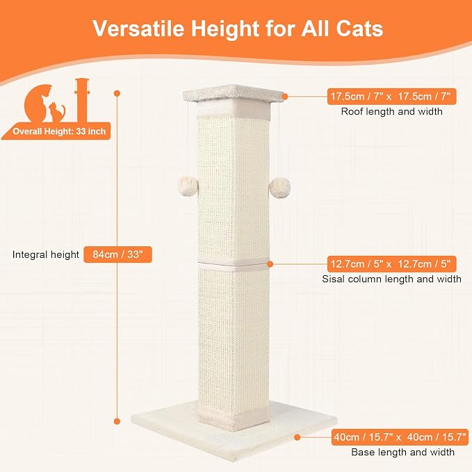 Cat Scratching Post 33 Inch Nature Sisal Cat Scratch Post - Image 2