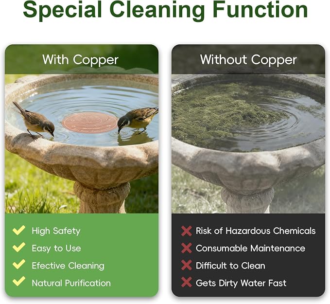 Upgraded Bird Bath Copper Disk, 0.8mm Reinforced 99.99% Pure Copper Cleaning - Image 2