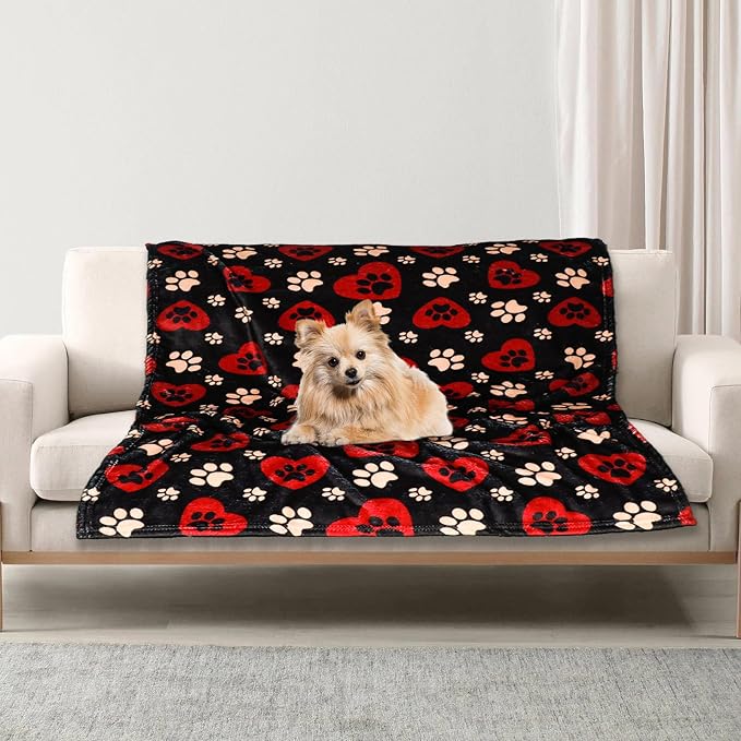 Dog Blankets for Large Dogs, Fuzzy Soft Pet Mat Throw Cover for Kennel Crate Bed by Gowyeg