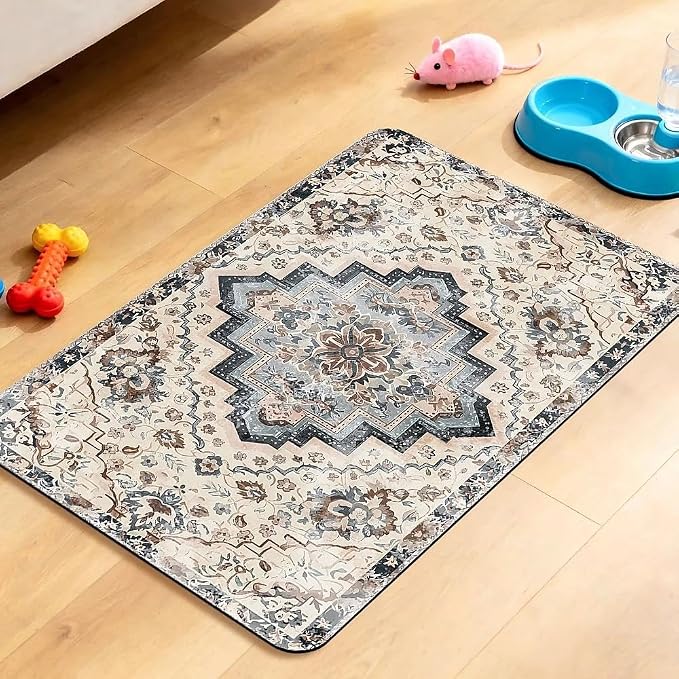 Dog Food Mat for Pet Cat Food Mat, Boho Absorbent Quick Dry Dog Bowl Mats for by BACDOILQ