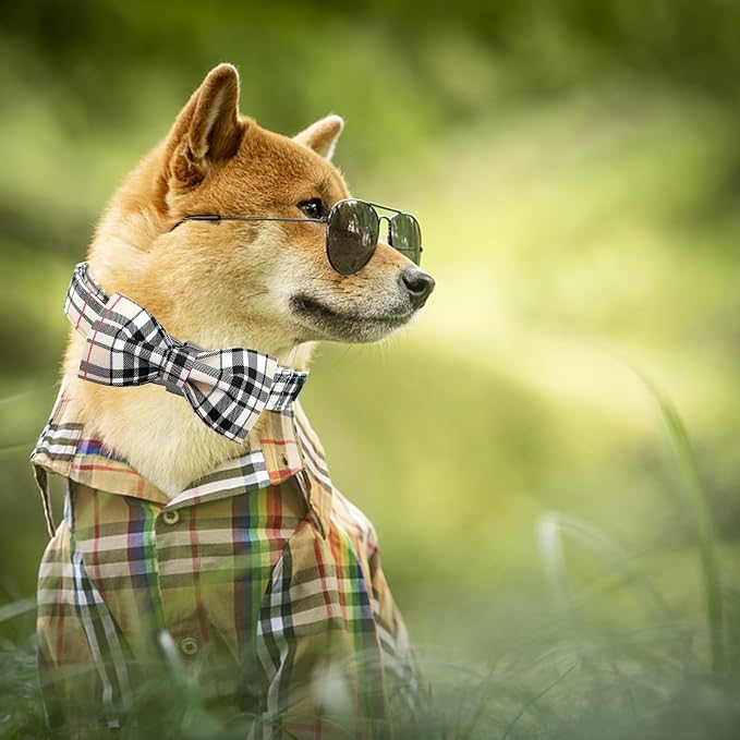 Bow Dog Collar-Plaid Pet Collar Cute Pet Bow Soft Girl or Boy Dog Collars - Image 5