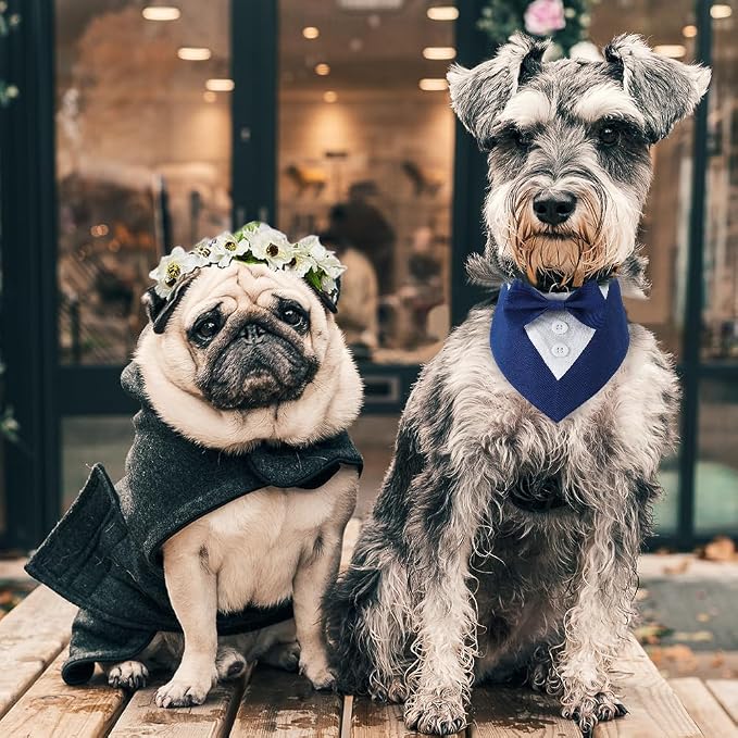 Dog Wedding Bandana, Formal Dog Tuxedo Adjustable Pet Collar - Image 6