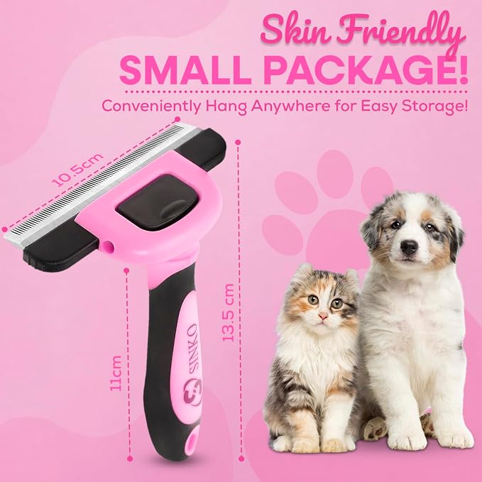 Sinko Deshedding Tool for Dogs & Cats, Pet Grooming Brush, Skin Friendly - Image 4