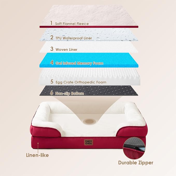 EHEYCIGA Orthopedic Dog Beds for Extra Large Dogs, Waterproof Memory Foam XXL - Image 5