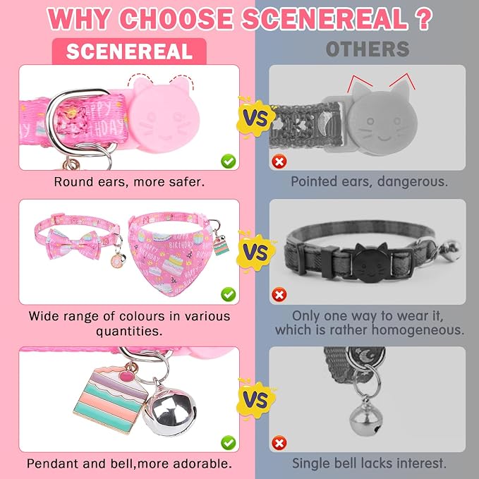 SCENEREAL Cat Bandana Collar for Birthday - Image 6