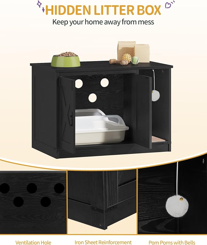 Cat Litter Box Enclosure, Hidden Litter Box Cabinet Furniture - Image 3
