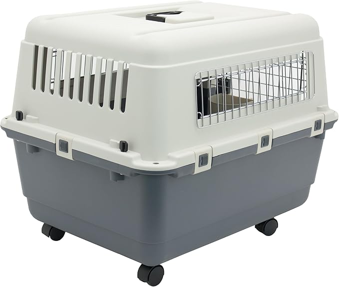 SportPet Designs Plastic Kennels Rolling Plastic Wire Door Travel Dog Crate - Image 3