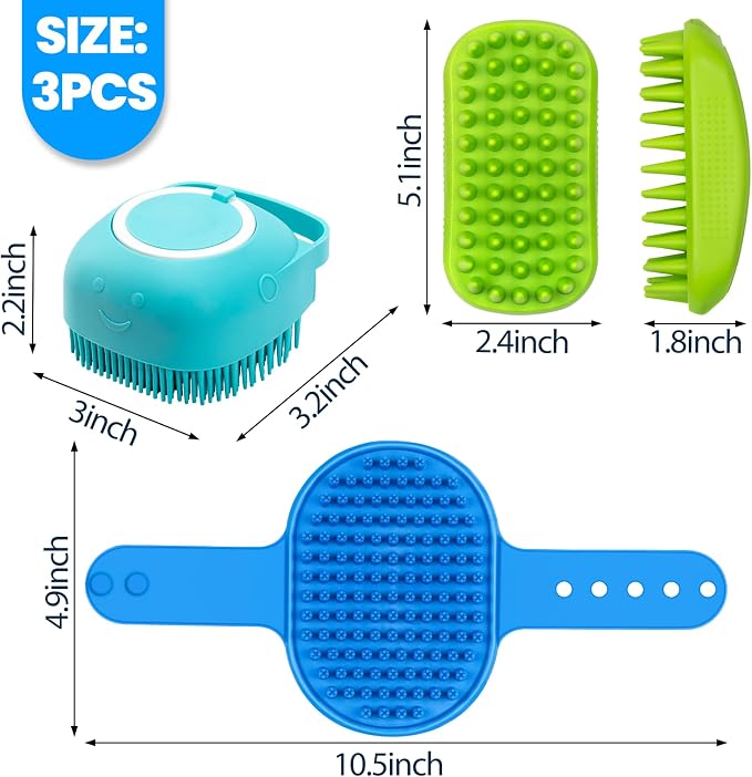 Comotech 3PCS Dog Bath Brush | Dog Shower/Washing Brush - Image 7