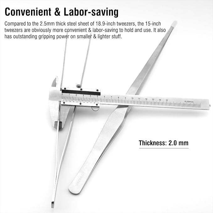 2Pcs 15 inch Extra Long Rustproof Tweezers - Image 3
