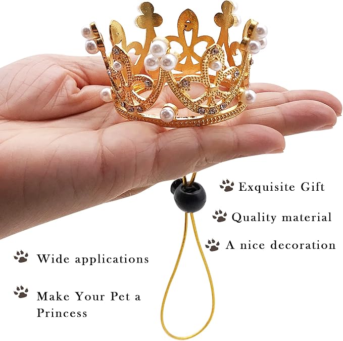 PET SHOW 2pcs Small Dog Crown Headband Puppies Rabbit Cat Hat - Image 4