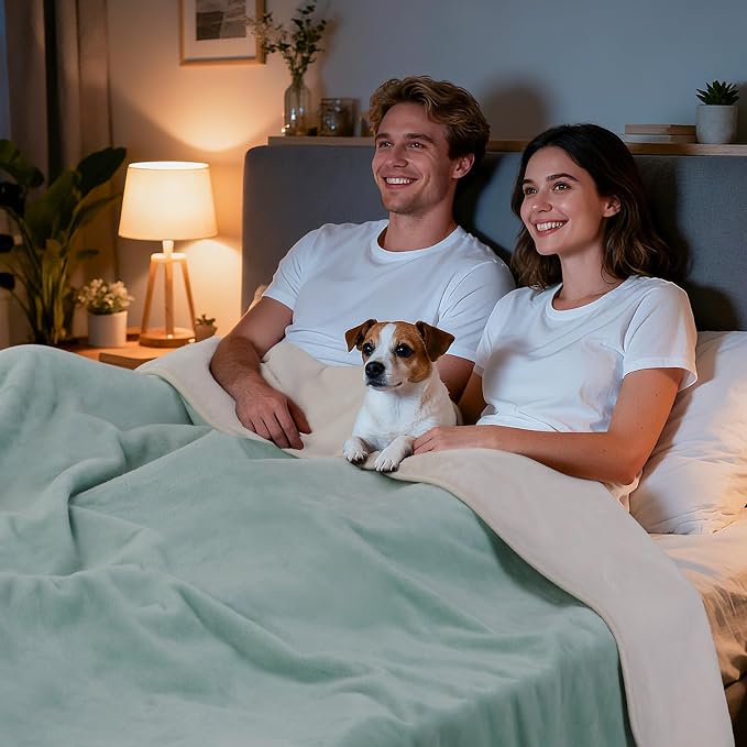 LOOBANI Waterproof Blanket for Bed: Reversible Soft Flannel Queen Bed Blanket - Image 6