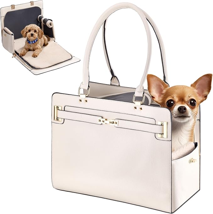 Dog Purse Carrier for Small Dogs, Stylish Foldable Pet Carrier Purse Tote Bag by GLOBLYTE