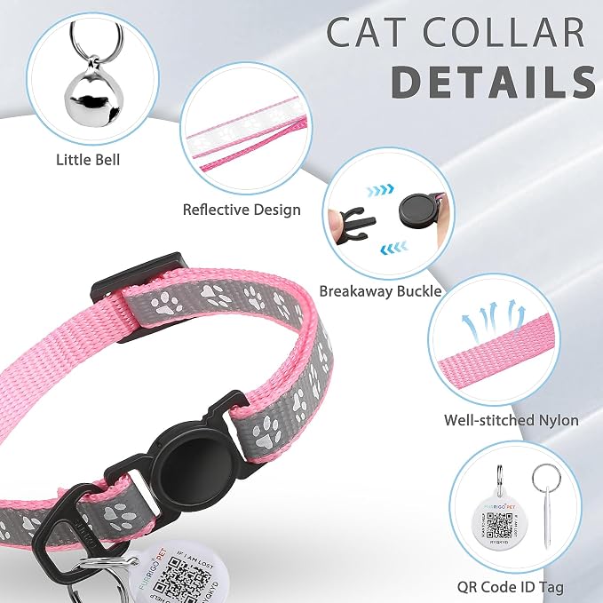 Cat Collar Breakaway with QR Code Name Tag, Reflective Kitten Collars with Bell - Image 7