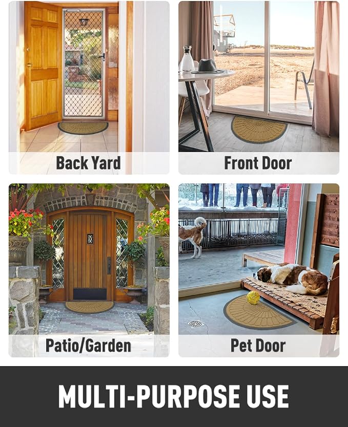 tchdio Door Mat Outdoor Indoor Entrance Doormat-Semicircular Durable Rubber Non - Image 7