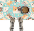 Cat Feeding Mat 24x16 inch Blue Kitten Print Pet Bowl Placemat Non Slip Floor by HOMETITUTE