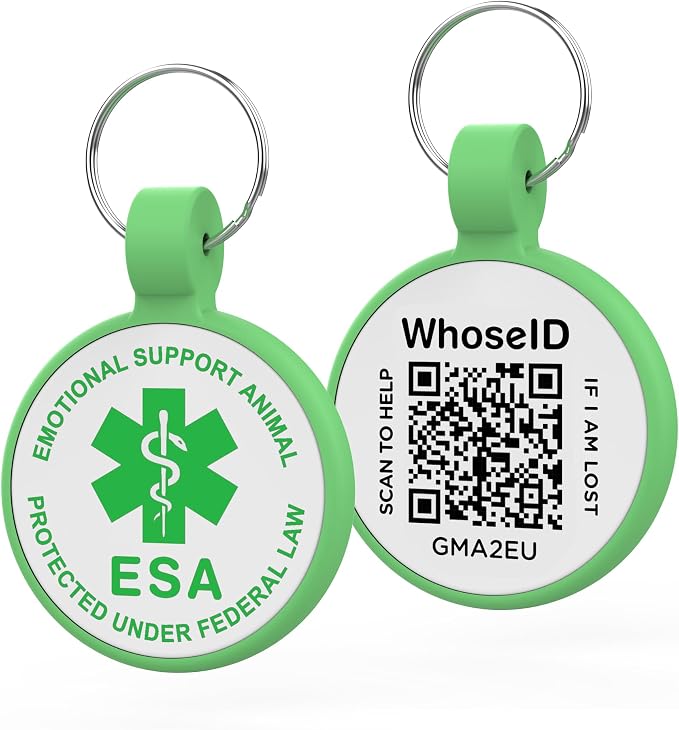 ESA Dog Tag, QR Code Dog Tag, Modifiable Free Pet Online Profile, Scannable QR by WhoseID