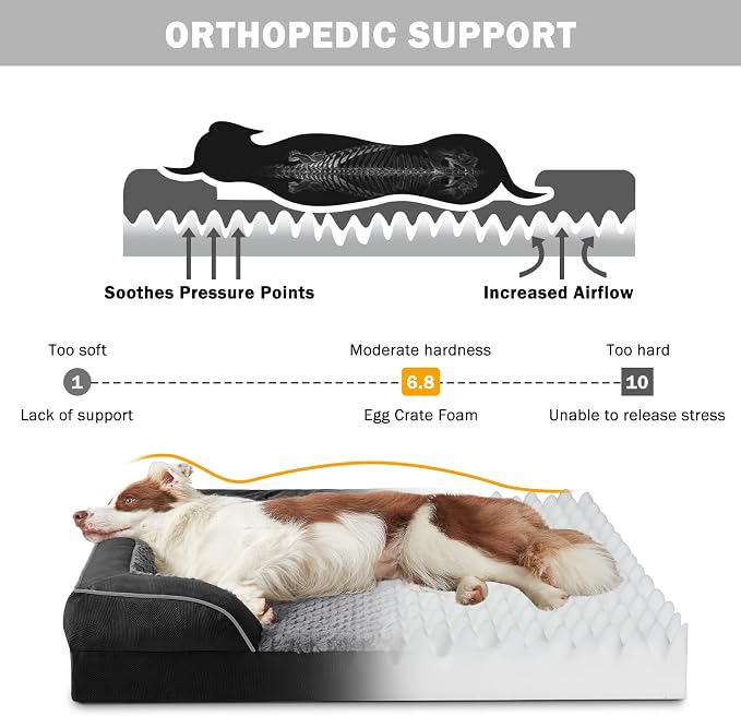 INVENHO Orthopedic Medium Dog Dogs, Egg-Crate Foam Dog Couch - Image 2