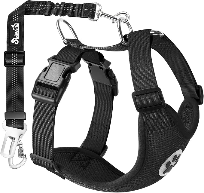 SlowTon Dog Seat Belt Harness for Car, Dog Car Harness Adjustable Mesh by SlowTon