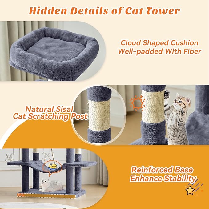 Sweetcrispy 66 Inch Cat Tree Tower, Pet Condo - Image 4