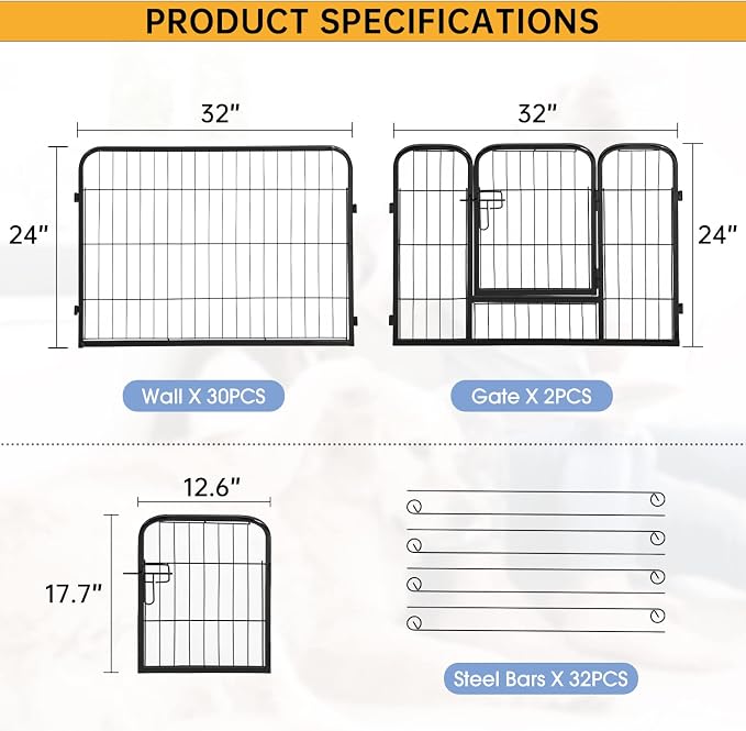 BestPet | Dog Playpen | 24 Inch, 32 Panels | Heavy Duty Metal Pet Exercise Pen - Image 8
