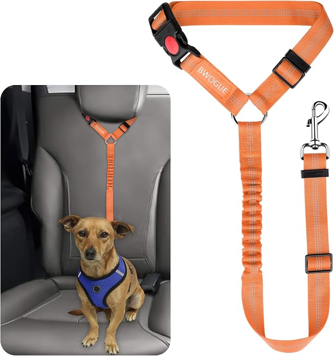 BWOGUE Pet Dog Cat Seat Belts, Car Headrest Restraint Adjustable Safety Leads by BWOGUEPetHome