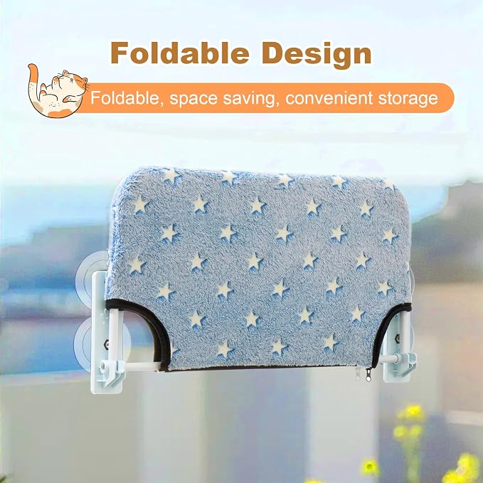 Glow in The Dark Cat Window Perch, Large Foldable Hammock Bed - Image 2