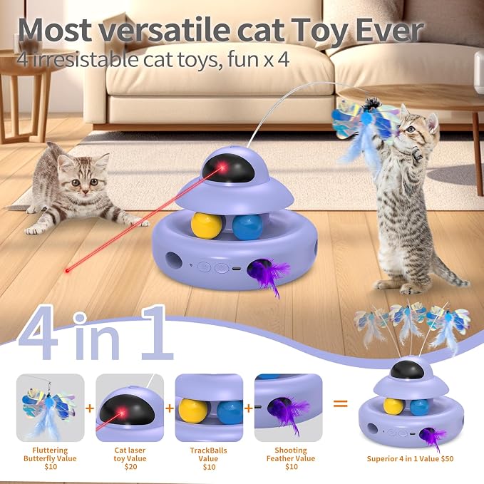Cat Toy, Cat Toys for Bored Indoor Adult Cats, Electric Flying Butterfly - Image 3