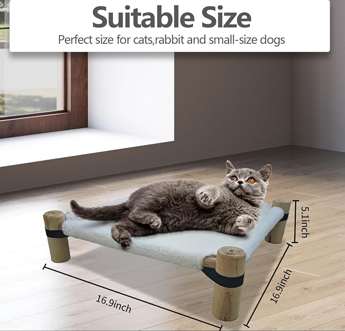 Pozico Cat Hammock Bed – Wooden Elevated Cat/Dog Bed - Image 2