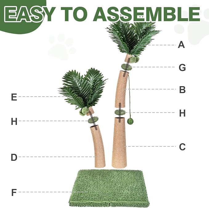 Palm Tree Cat Scratching Post, 5 Interactive Balls and 2 Curved Design - Image 5