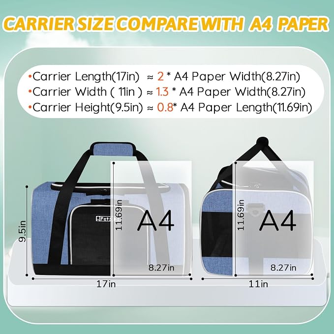 Petskd Pet Carrier 17x11x9.5 Alaska Airline Approved, Pet Travel Carrier Bag - Image 3