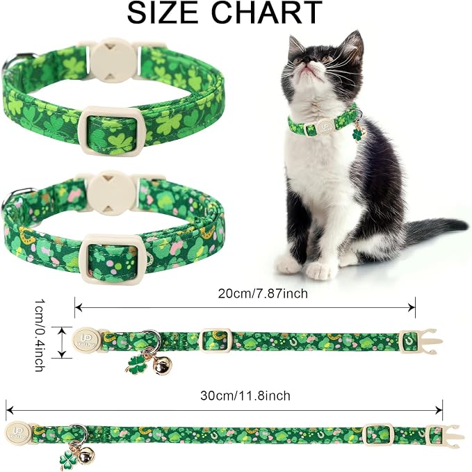 Cat Collar, Spring Green Trefoil Cat Collar - Image 6