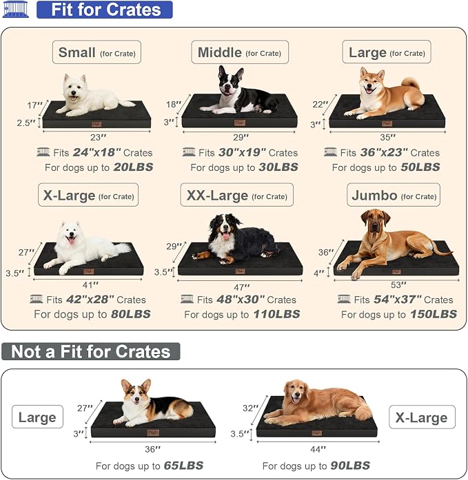 Plush Dog Bed for Medium Dogs, Waterproof Dog Crate Mat Orthopedic Egg Crate - Image 2