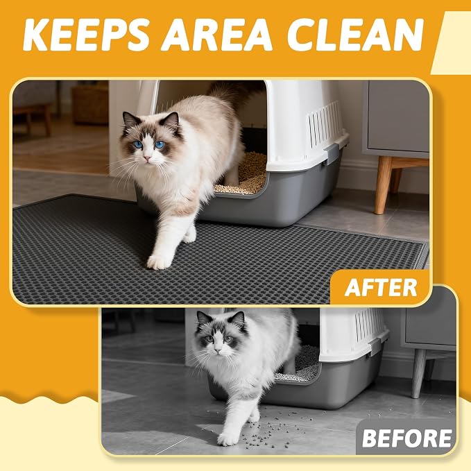 Pieviev Cat Litter Mat Double Layer Waterproof Urine Proof Trapping Mat 1 Pack) - Image 3