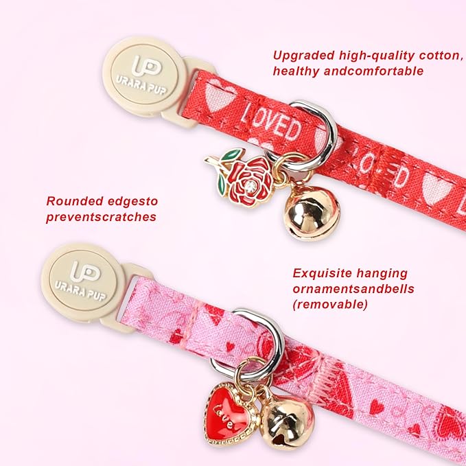 Cat Collar, 2 Pack Cat Collars Cute Breakaway Kitty Collar - Image 2