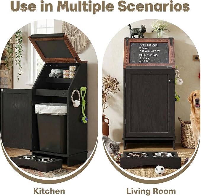 Flip-Top Dog Feeding Station, Dog Food Cabinet - Image 8
